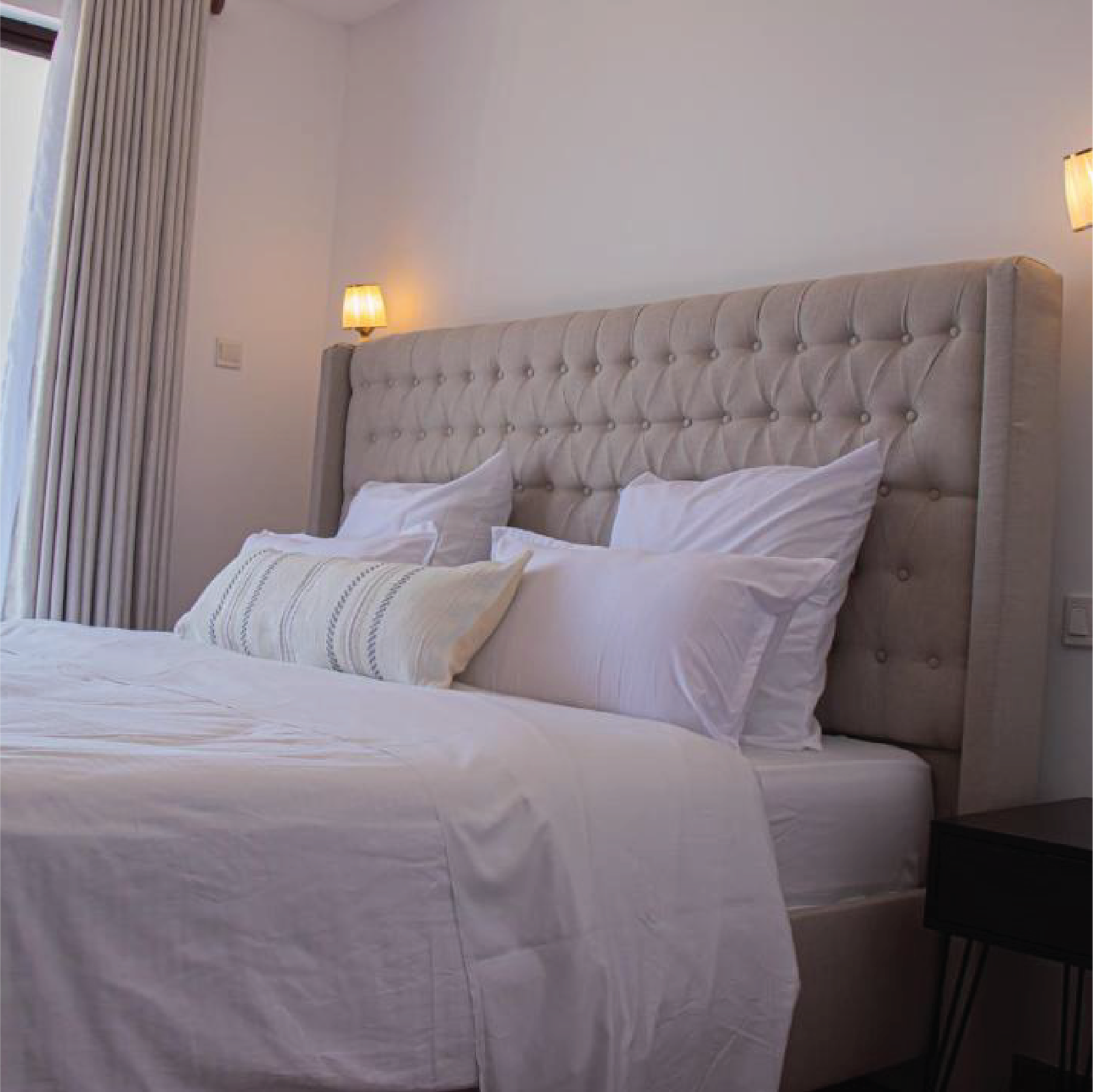 Cozy bedroom with fresh linen