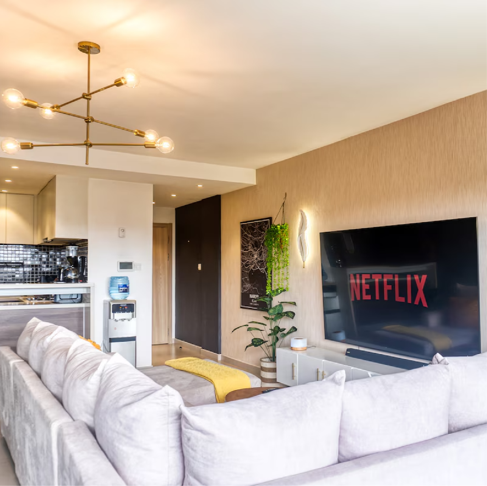 Spacious living rooms with Netflix